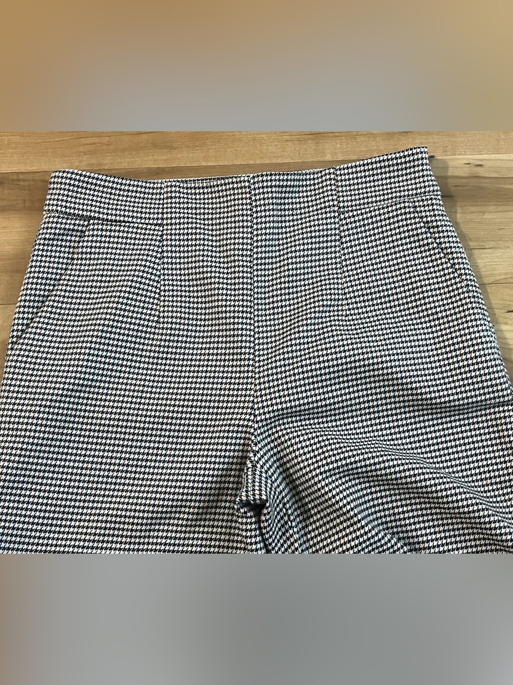Zara Woman Houndstooth Ankle Straight Leg Pants XS Brown Black - Picture 6 of 10